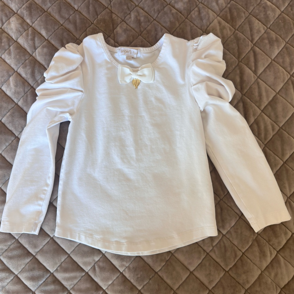 Charming White Long Sleeve Kids Top